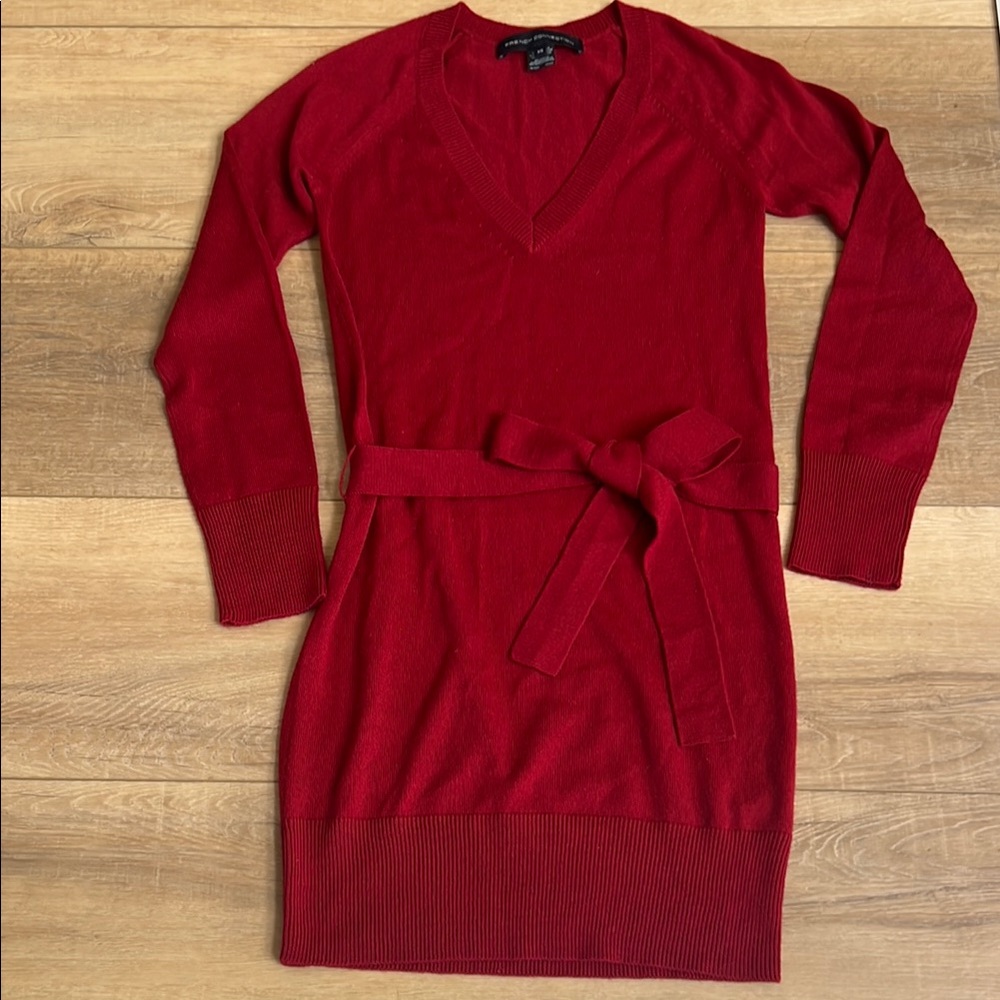 French Connection Red V-Neck Sweater